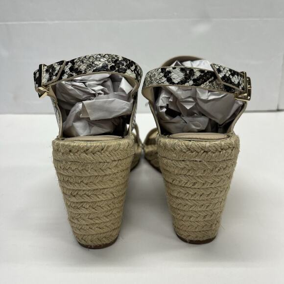Kenneth Cole Wedge Snakeskin Espadrille Sandals Women's 9.5M Open Toe Slingback - Picture 6 of 15